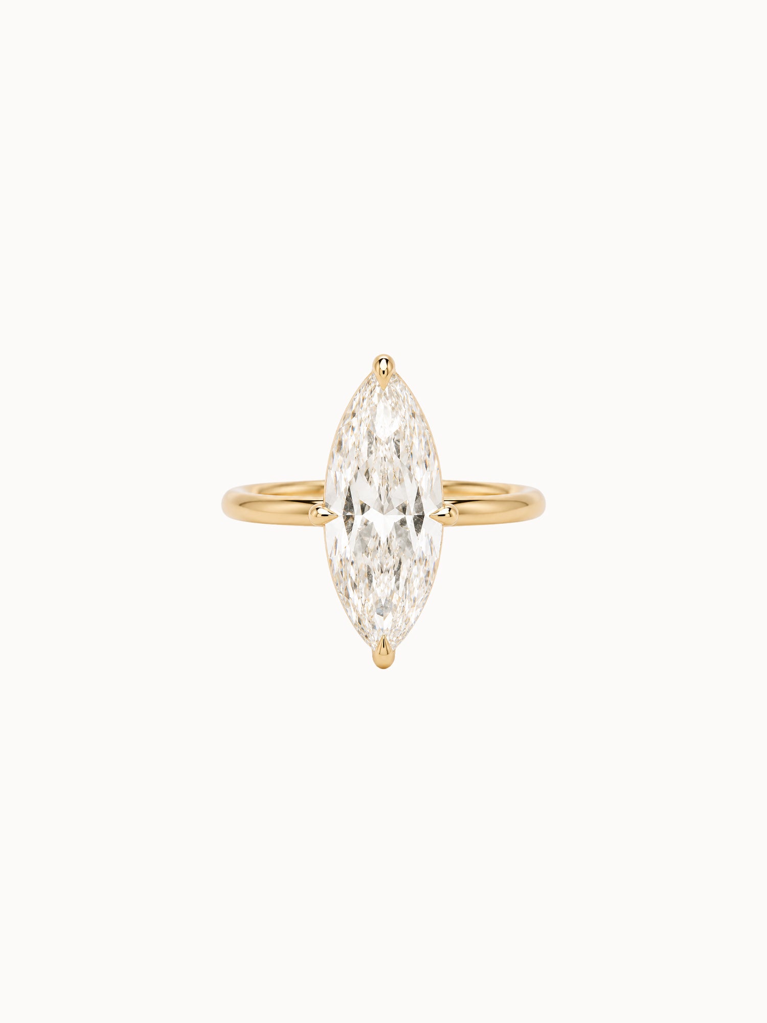 Marquise Cutaway engagement ring by MARLII LAB — marquise centre diamond, four-claw setting, 18K Yellow Gold