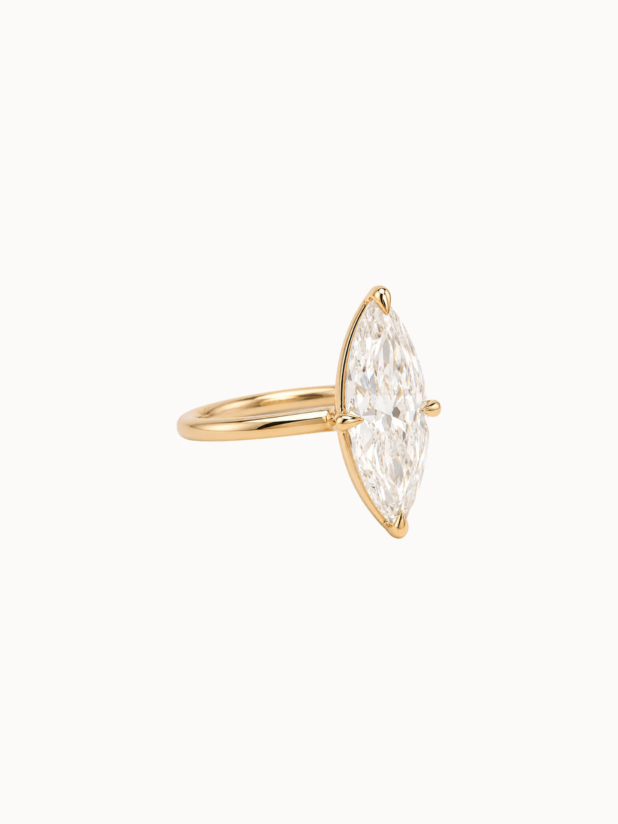 Marquise Cutaway engagement ring by MARLII LAB — marquise centre diamond, four-claw setting, 18K Yellow Gold, fourth view