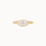 Elongated Oval Diamond Bezel Set East-West