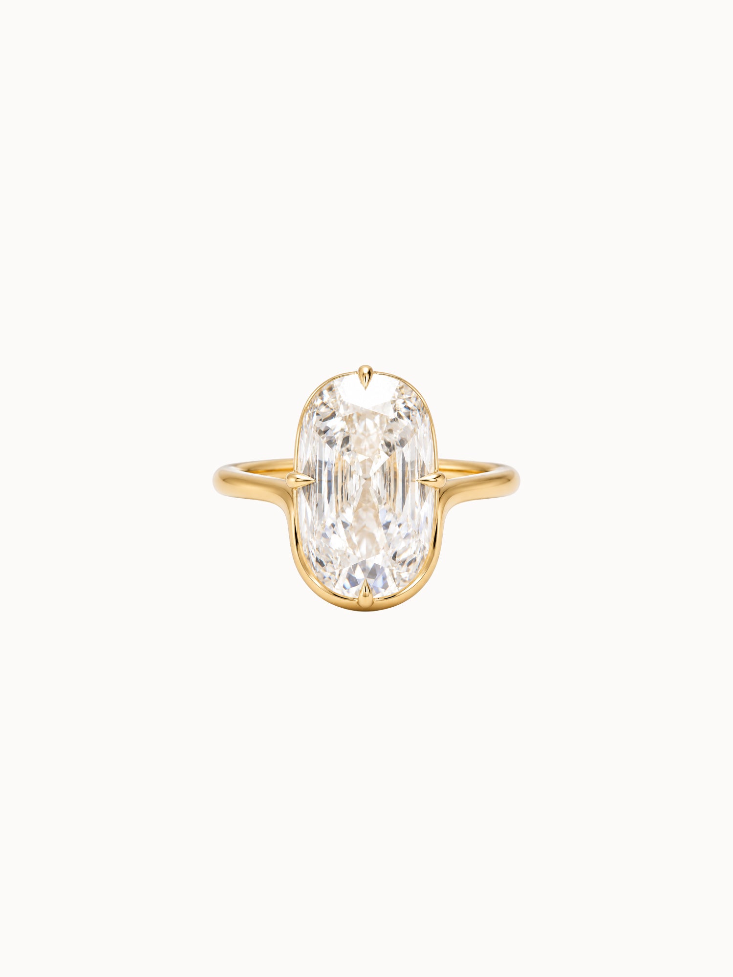 Sculptural Old Mine Cushion engagement ring by MARLII LAB — old mine cushion centre diamond, sculptural setting, 18K Yellow Gold
