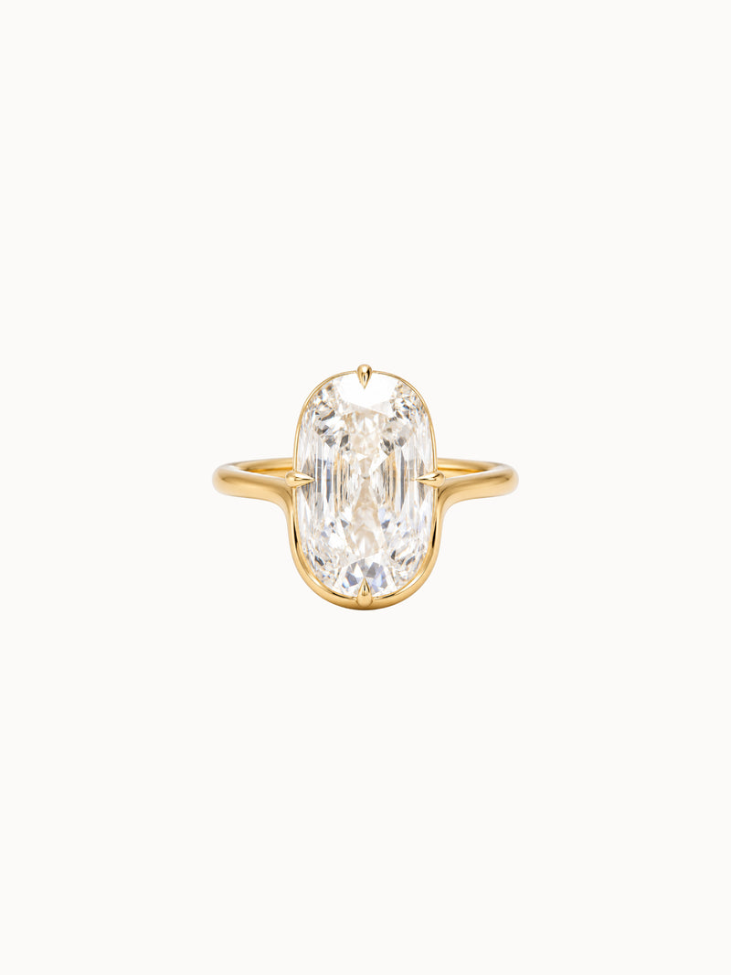 Sculptural Old Mine Cushion engagement ring by MARLII LAB — old mine cushion centre diamond, sculptural setting, 18K Yellow Gold