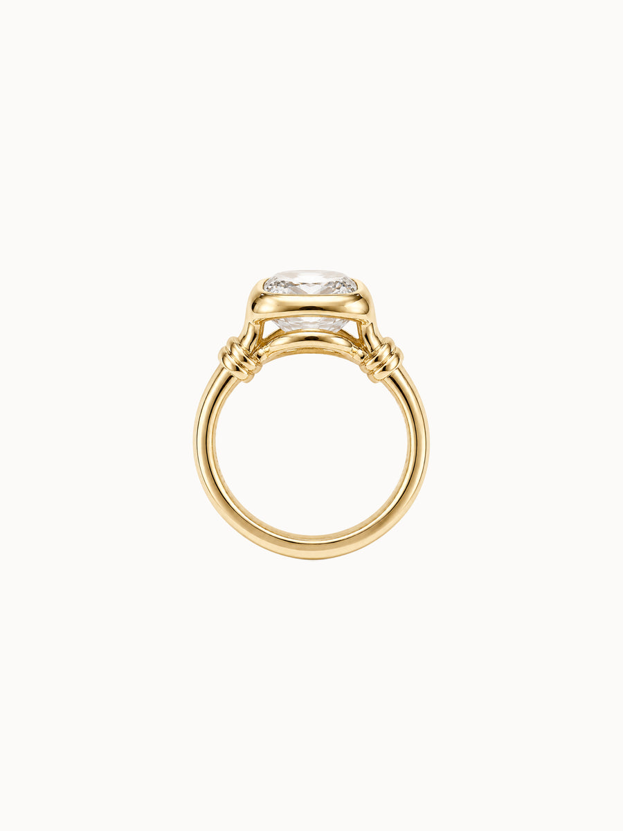 Rope-Set Old Mine Cushion engagement ring by MARLII LAB — old mine cushion centre diamond, rope setting, 18K Yellow Gold, third view