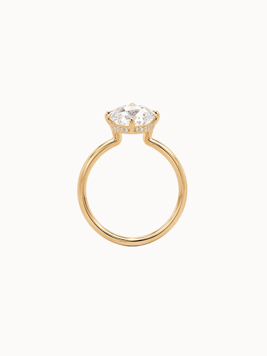 Compass Old Mine Oval engagement ring by MARLII LAB — old mine oval centre diamond, four-claw setting, 18K Yellow Gold, third view