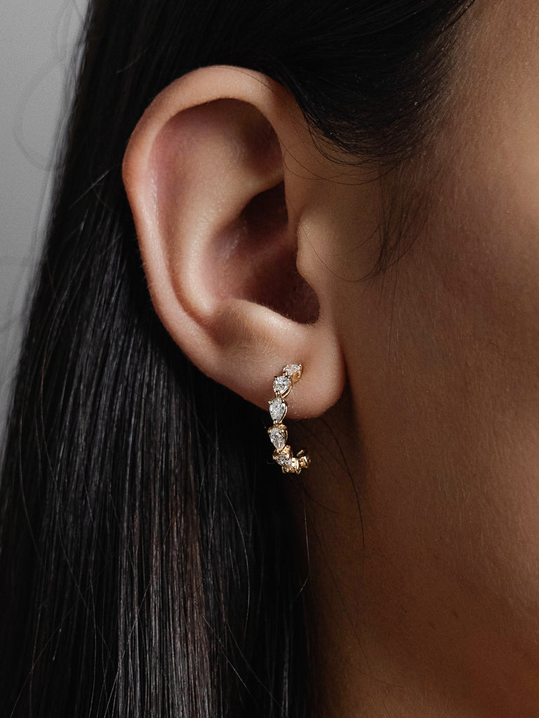 Pear-Cut-Diamond-Hoops-Yellow-Gold-MARLII-LAB