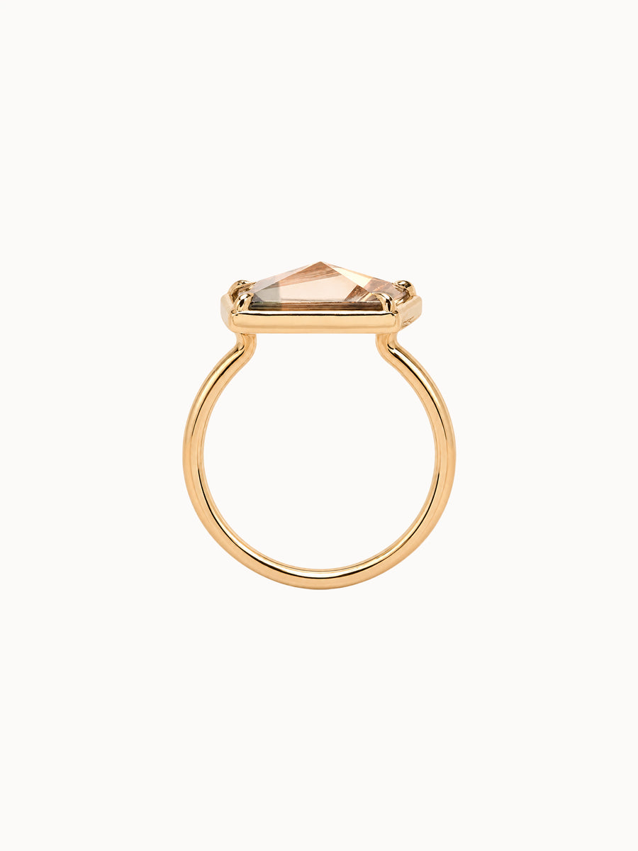 Framed Freeform Champagne engagement ring by MARLII LAB — freeform centre diamond, bezel setting, 18K Yellow Gold, third view