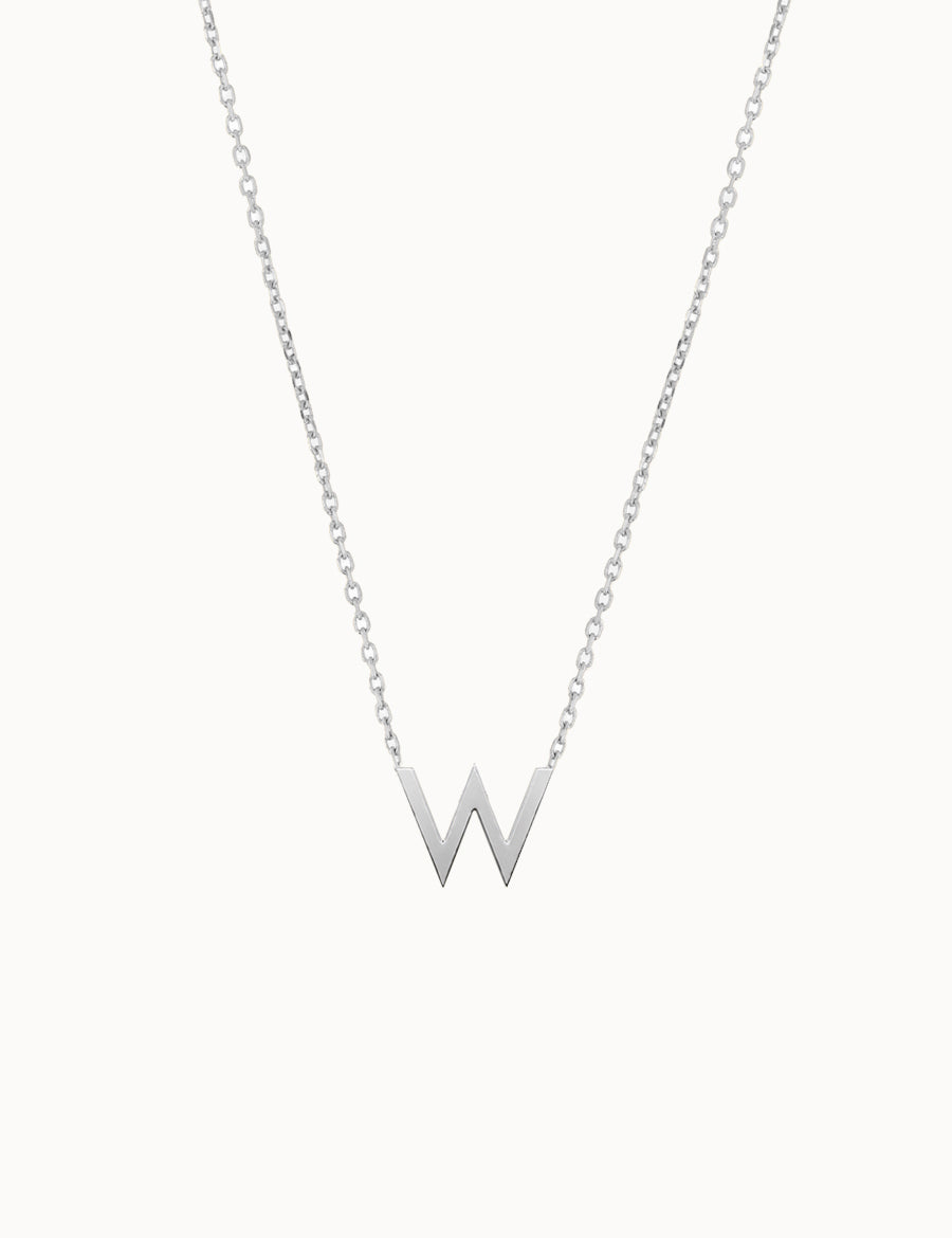 Fine Gold Letter Necklace - White Gold