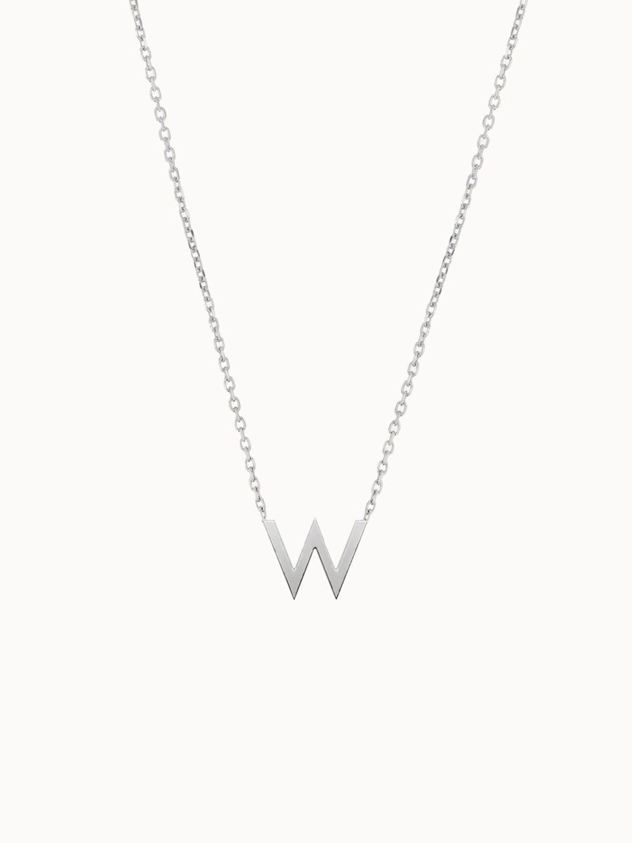 Fine Gold Letter Necklace - White Gold