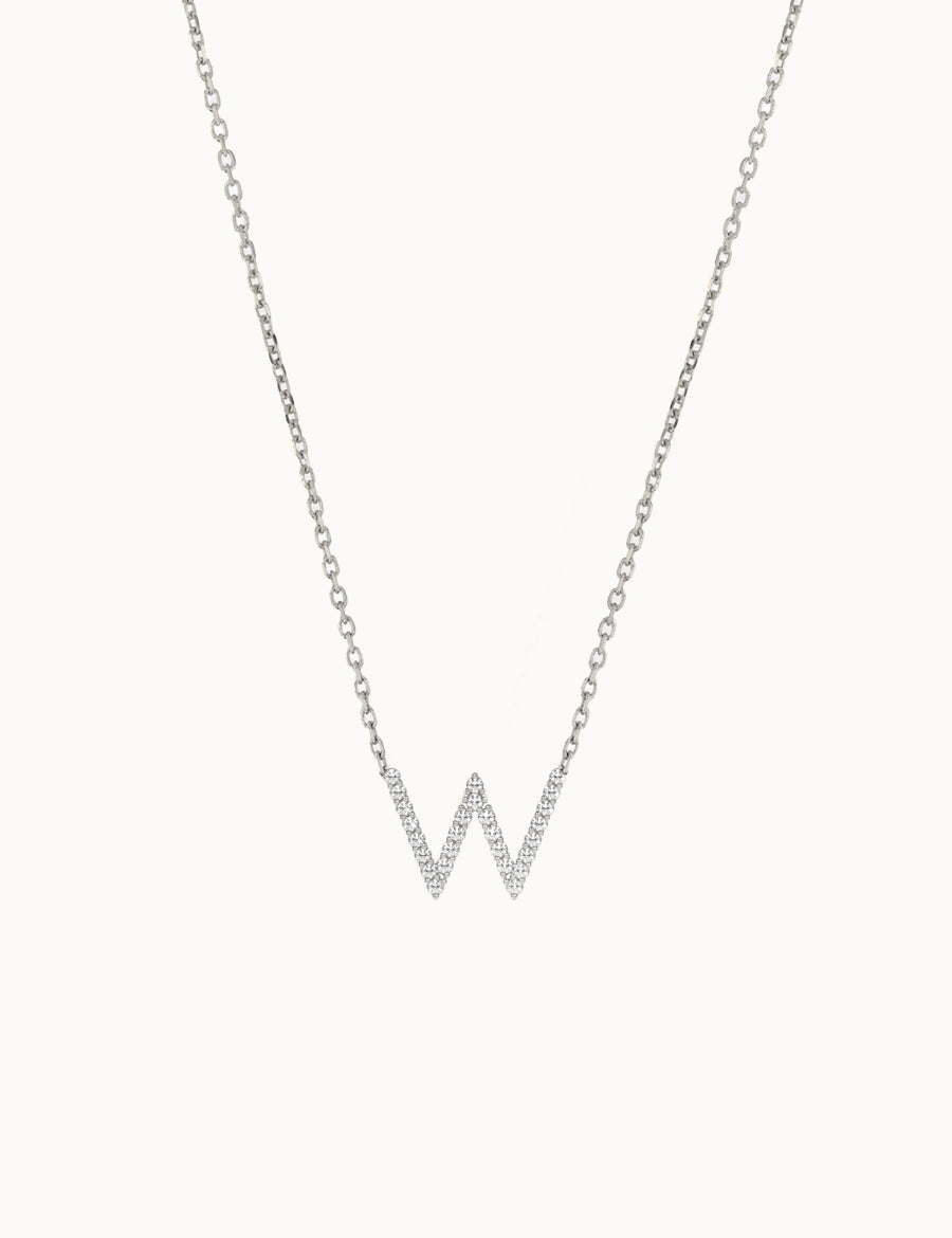 Fine Diamond Letter Necklace - White Gold