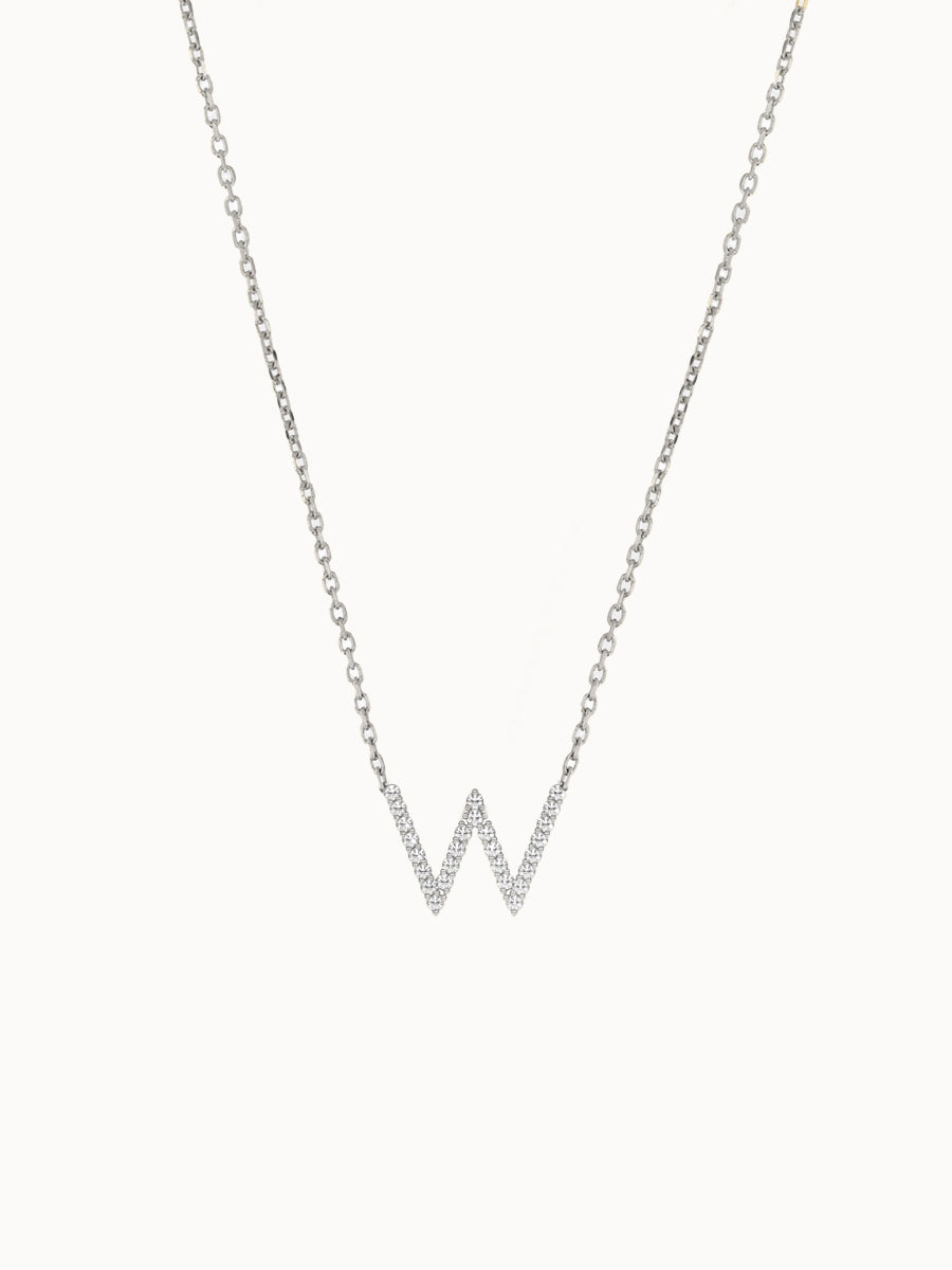 Fine Diamond Letter Necklace - White Gold