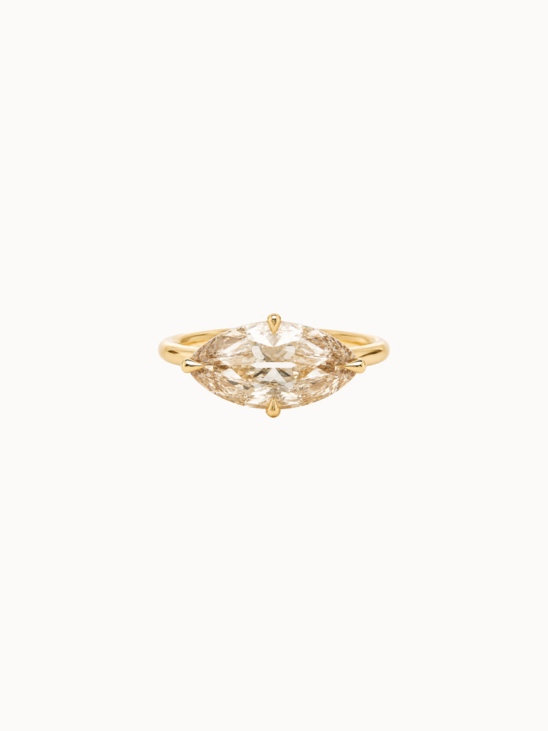 East-West Champagne Marquise engagement ring by MARLII LAB — marquise centre diamond, 18K Yellow Gold