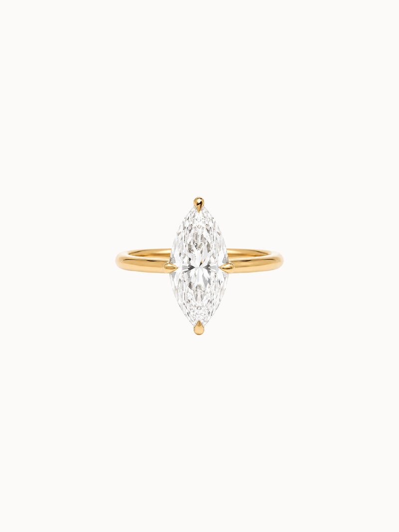 Marquise Cutaway with Pavé Under-Rail engagement ring by MARLII LAB — marquise centre diamond, four-claw setting, 18K Yellow Gold