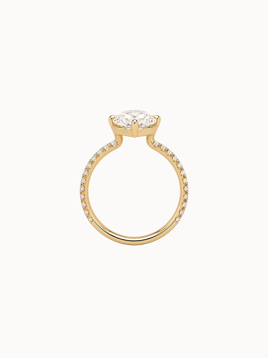 Pavé Cutaway Marquise engagement ring by MARLII LAB — marquise centre diamond, four-claw setting, 18K Yellow Gold, third view