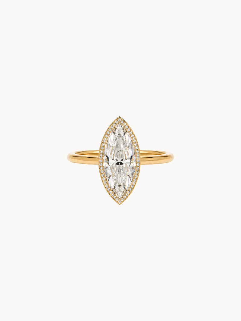 Pavé Bezel Marquise engagement ring by MARLII LAB — marquise centre diamond, bezel setting, 18K Yellow Gold