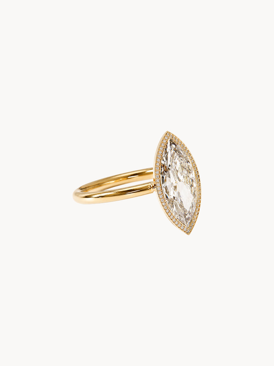 Pavé Bezel Marquise engagement ring by MARLII LAB — marquise centre diamond, bezel setting, 18K Yellow Gold, fourth view