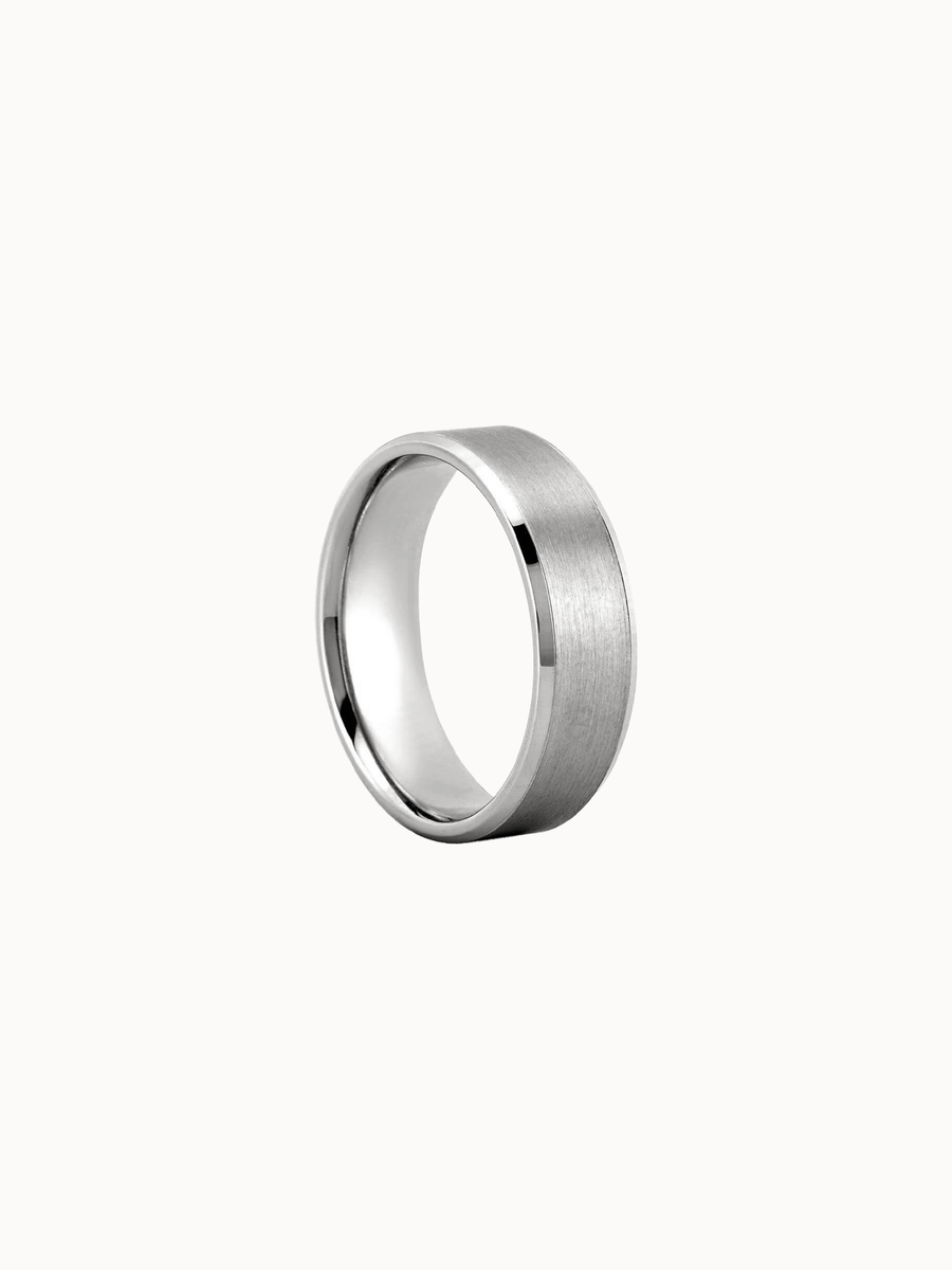 Eclipse wedding ring in 18K white gold, shown in profile