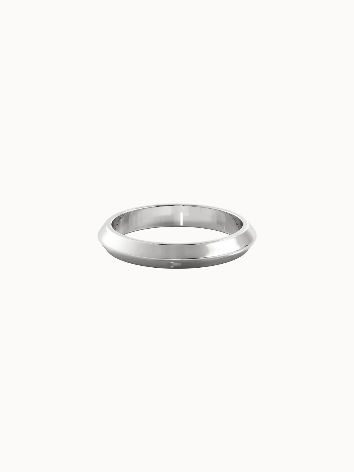 Knife-Edge Band wedding ring in 18K white gold, narrow band rising to a central ridge