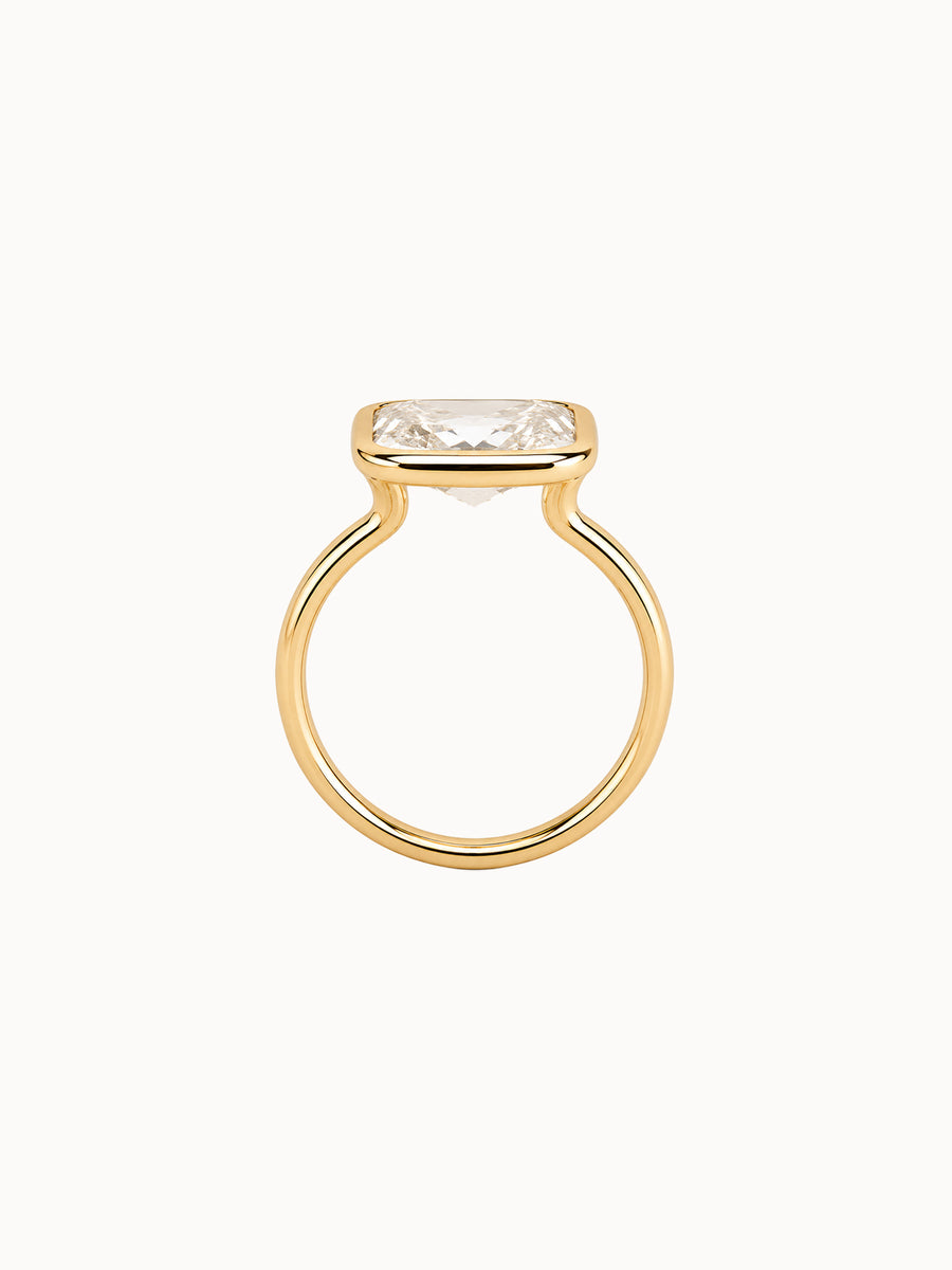 Bezel Old Mine Cushion engagement ring by MARLII LAB — old mine cushion centre diamond, bezel setting, 18K Yellow Gold, third view