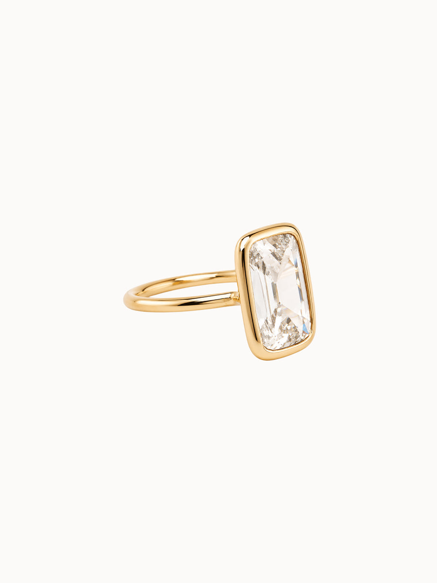 Bezel Old Mine Cushion engagement ring by MARLII LAB — old mine cushion centre diamond, bezel setting, 18K Yellow Gold, fourth view