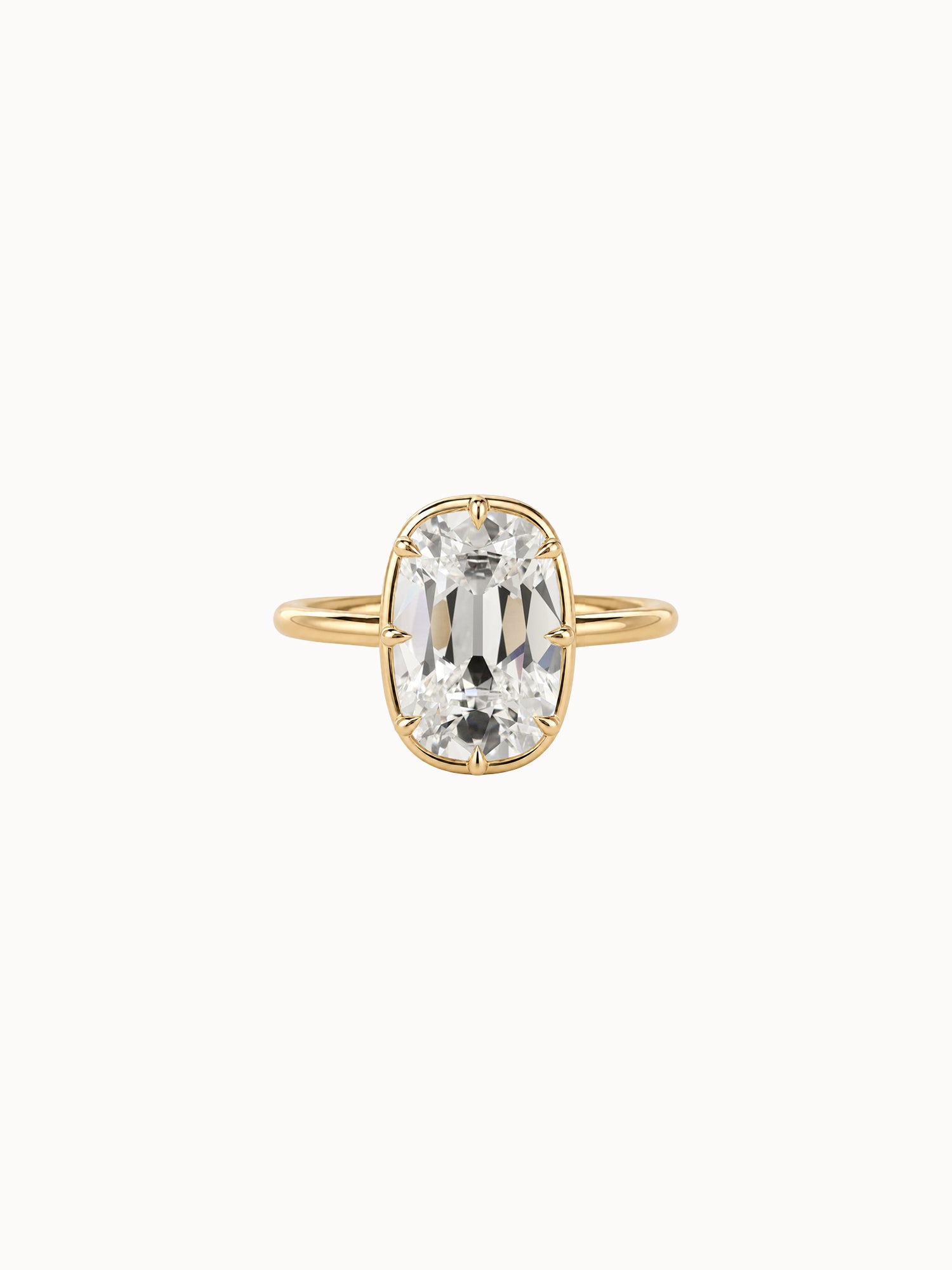 Georgian Old Mine Cushion engagement ring by MARLII LAB — old mine cushion centre diamond, Georgian-inspired setting, 18K Yellow Gold