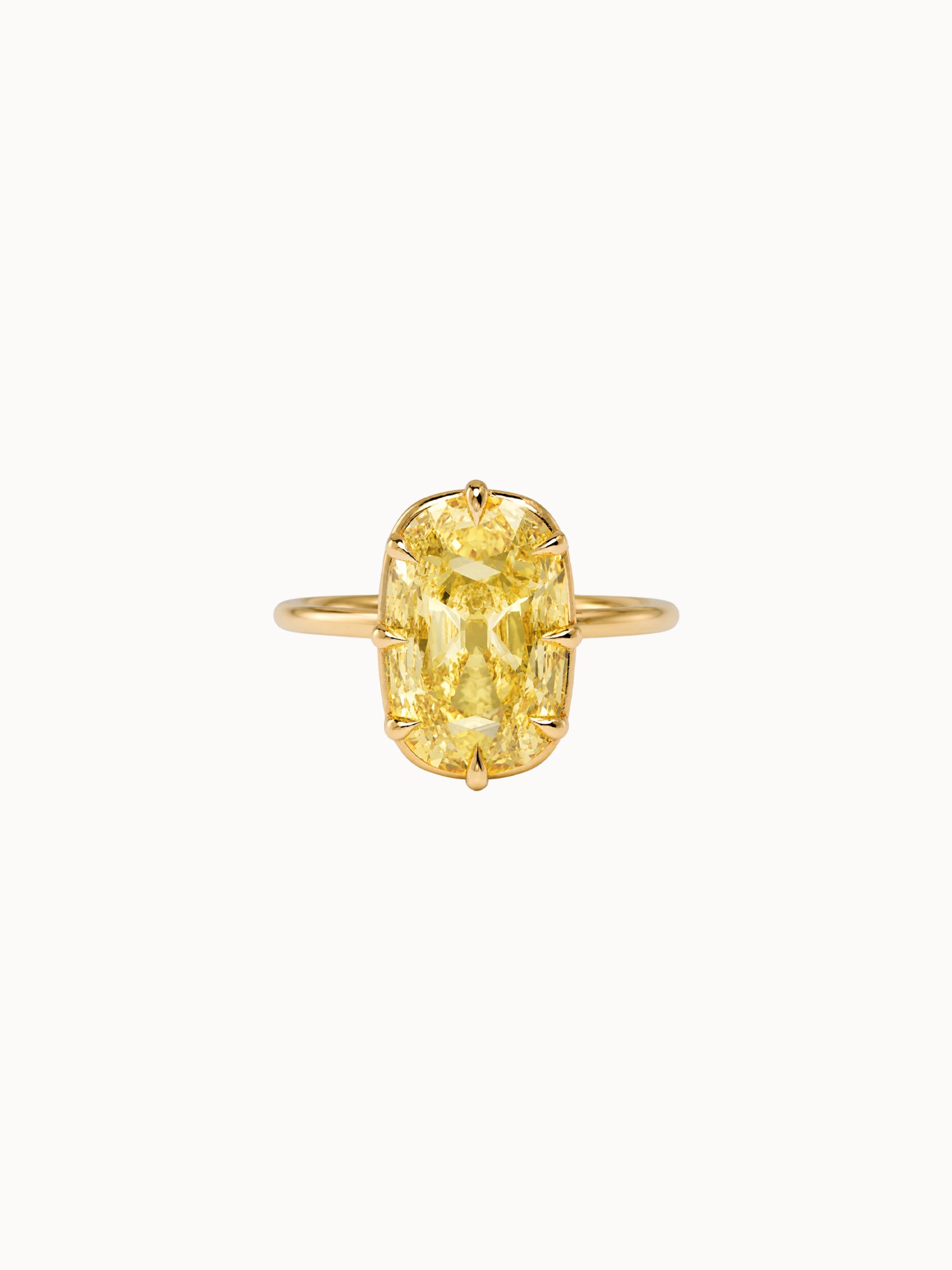 Fancy Yellow Old Mine Cushion in Georgian Setting engagement ring by MARLII LAB — old mine cushion centre diamond, Georgian-inspired setting, 18K Yellow Gold
