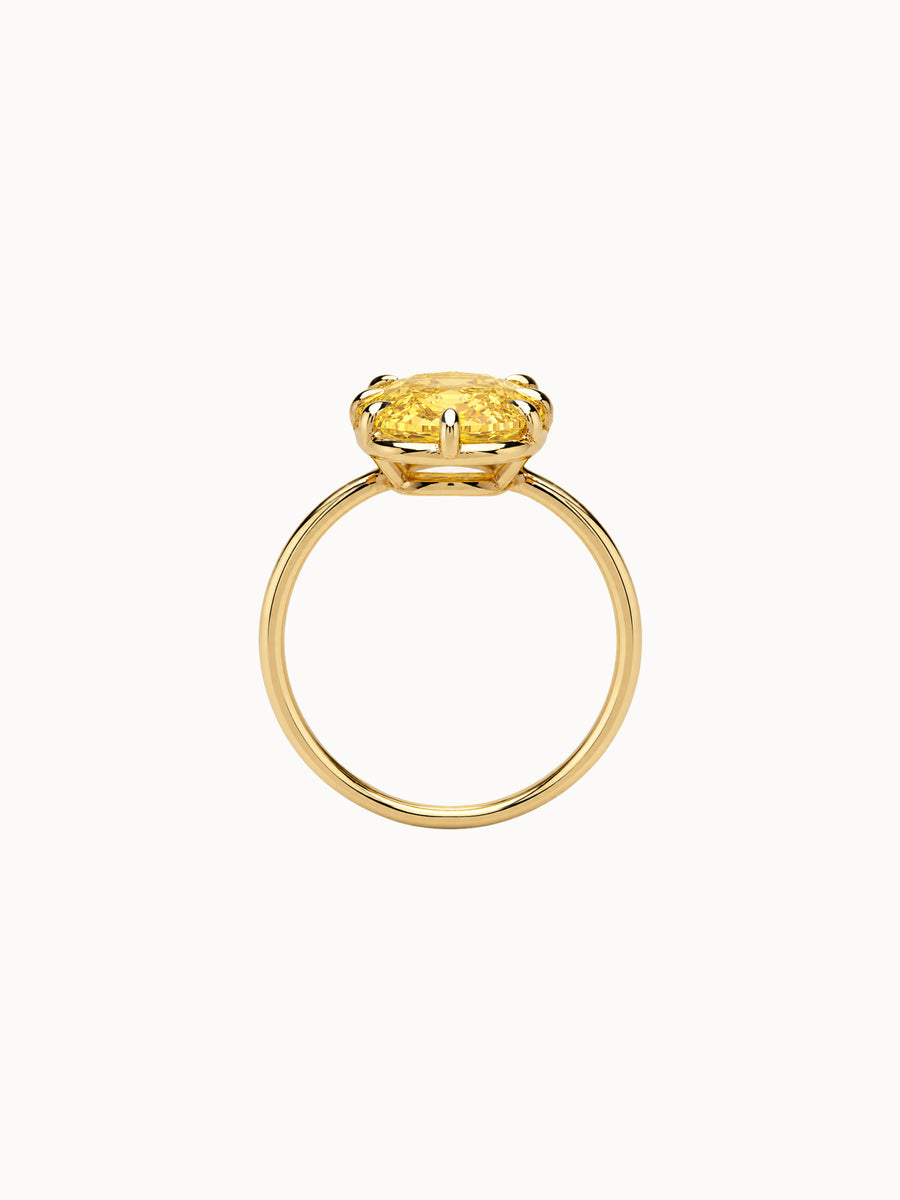 Fancy Yellow Old Mine Cushion in Georgian Setting engagement ring by MARLII LAB — old mine cushion centre diamond, Georgian-inspired setting, 18K Yellow Gold, second view