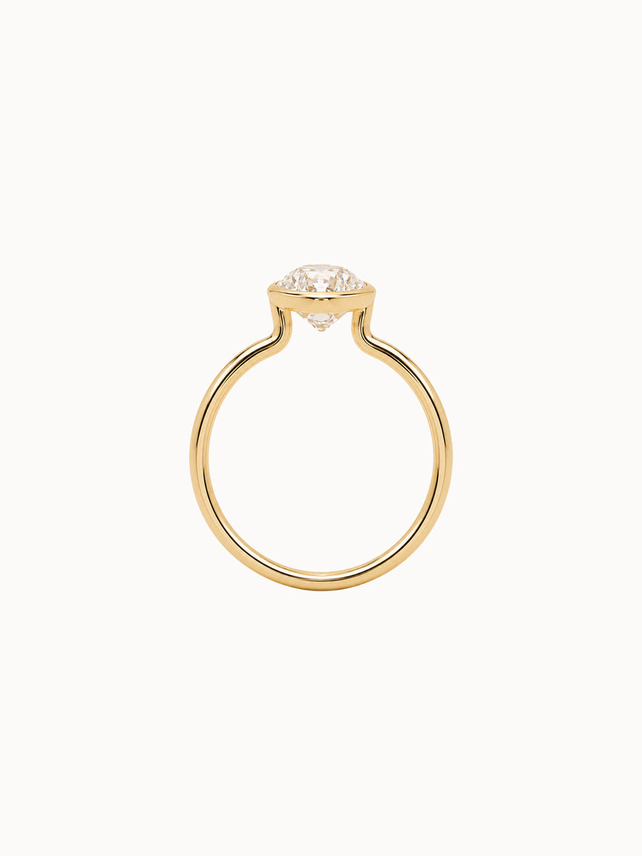 Bezel Old Mine Moval engagement ring by MARLII LAB — moval centre diamond, bezel setting, 18K Yellow Gold, third view