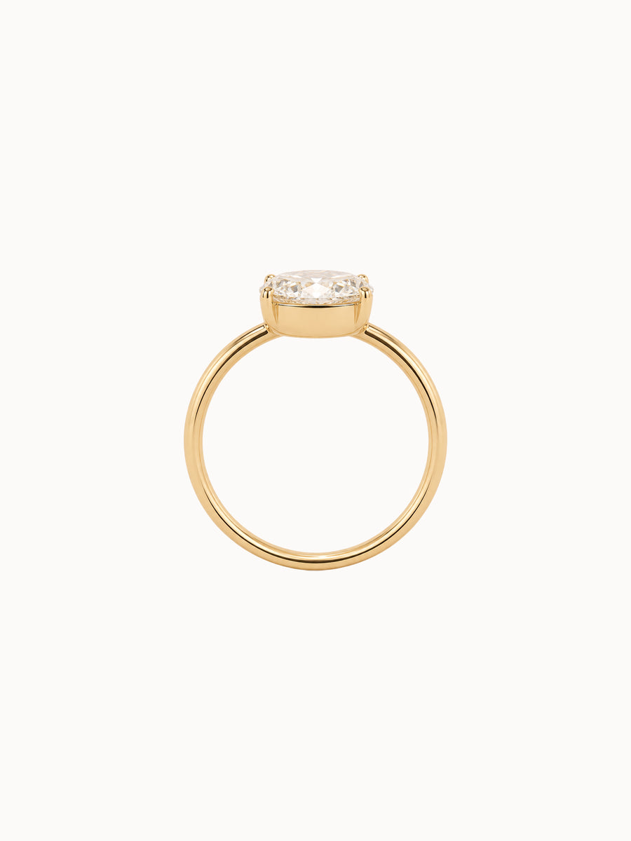 Tilted Old Mine Pear engagement ring by MARLII LAB — pear centre diamond, sculptural setting, 18K Yellow Gold, second view