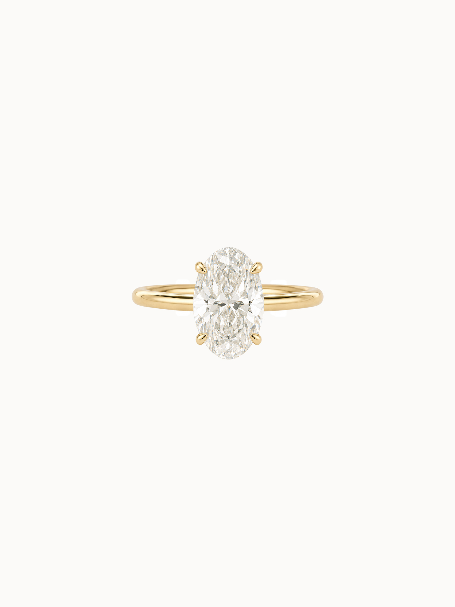 Oval Cathedral engagement ring by MARLII LAB — oval centre diamond, four-claw setting, 18K Yellow Gold