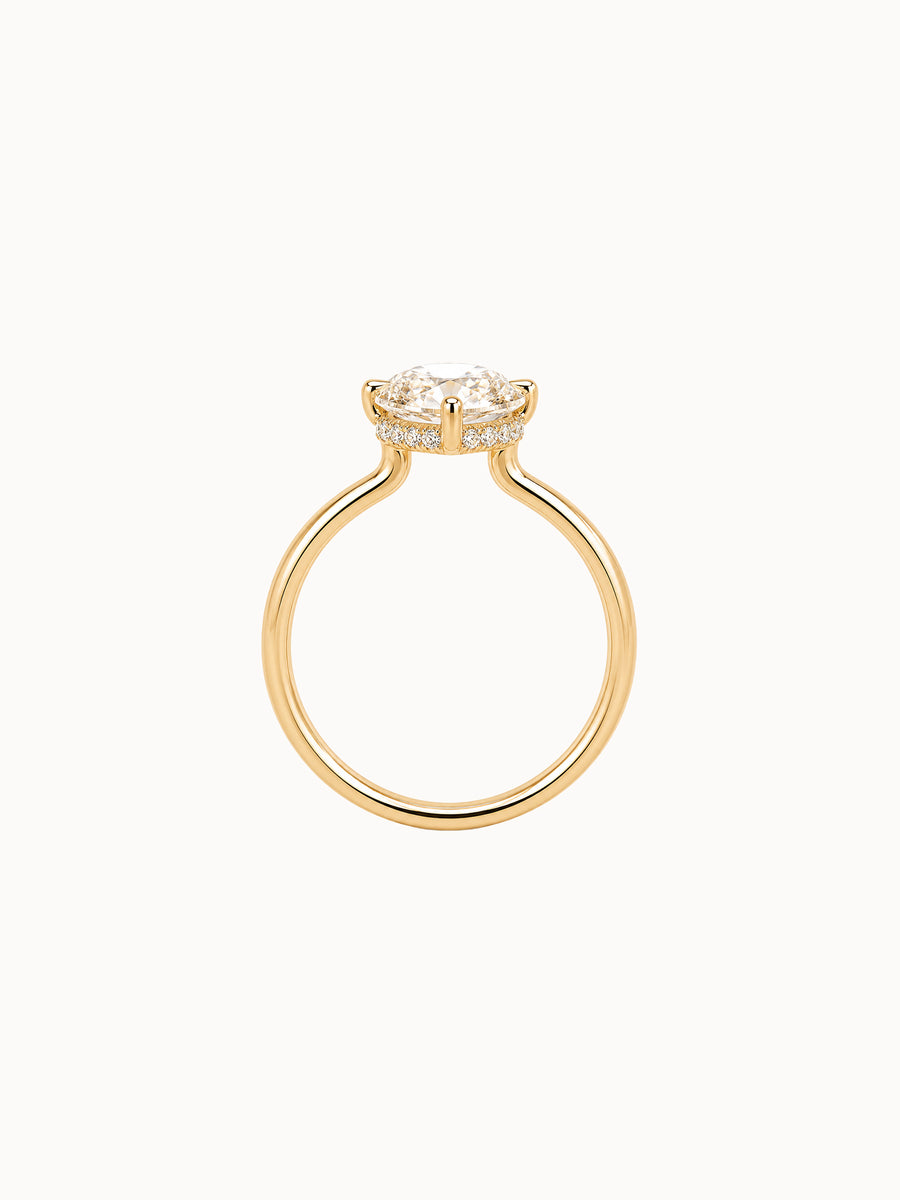 Compass Pear engagement ring by MARLII LAB — pear centre diamond, four-claw setting, 18K Yellow Gold, third view