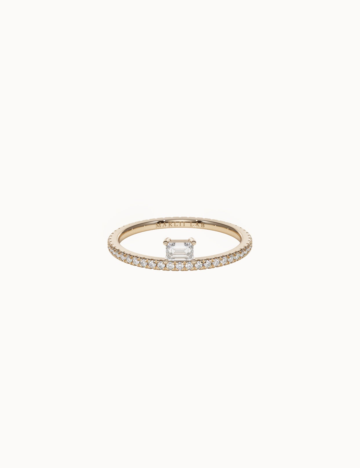 Offset-Emerald-Cut-Diamond-Ring-Yellow-Gold-MARLII-LAB