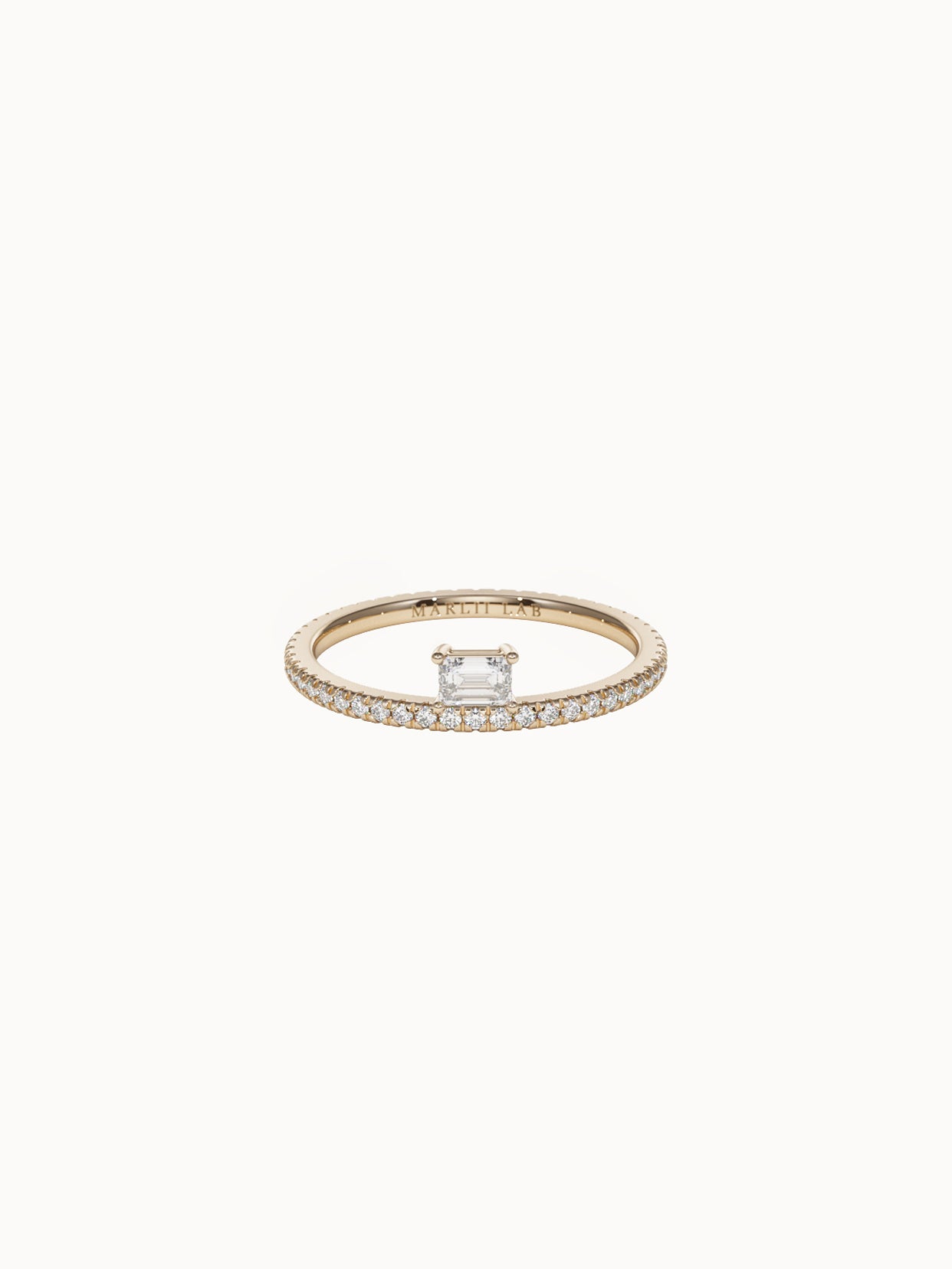 Offset-Emerald-Cut-Diamond-Ring-Yellow-Gold-MARLII-LAB
