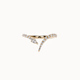 Pavé V Snake Ring - Yellow Gold