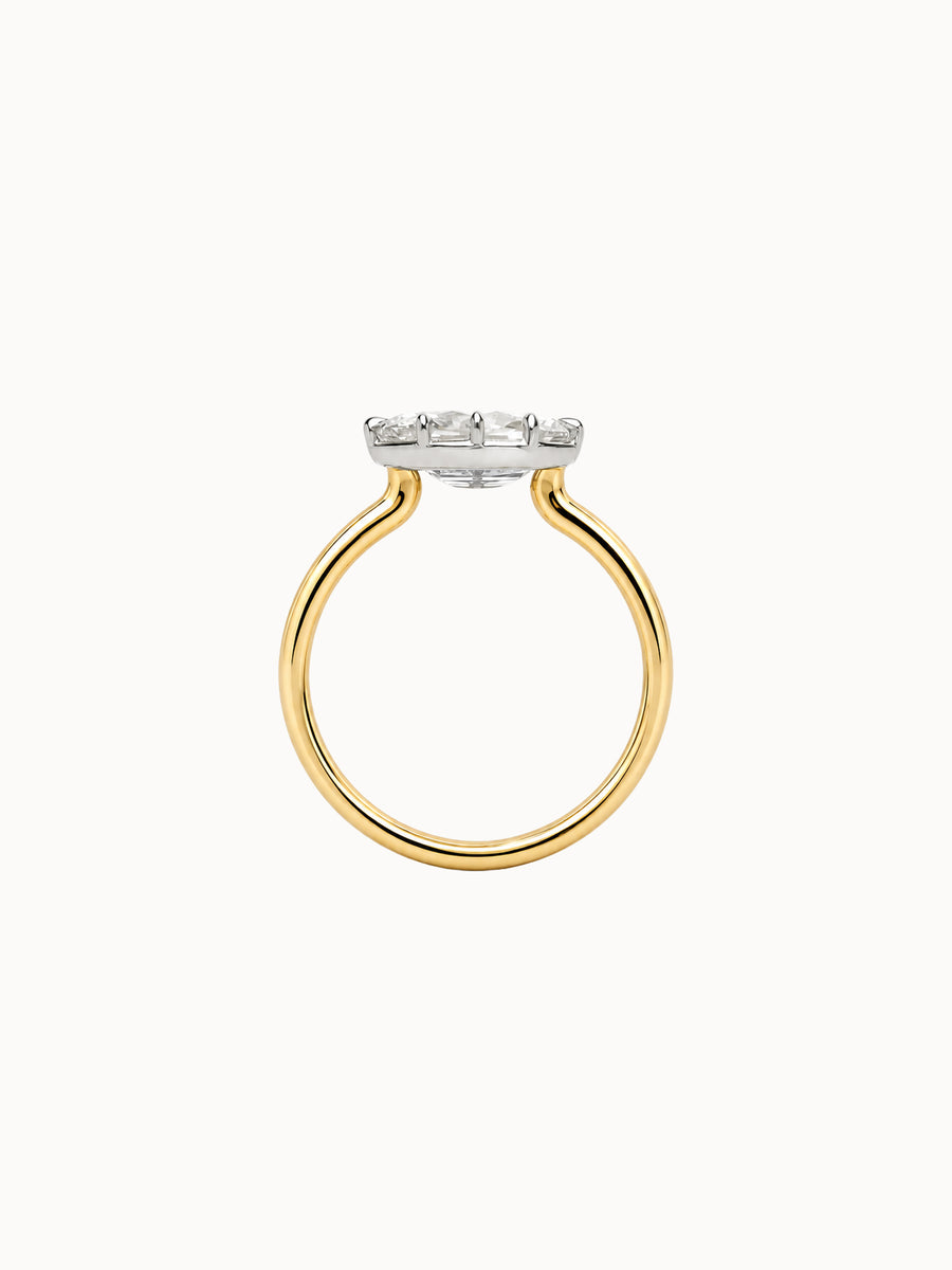 East-West Georgian Cushion engagement ring by MARLII LAB — old mine cushion centre diamond, Georgian-inspired setting, 18K Yellow Gold, second view
