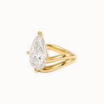 Offset Pear engagement ring by MARLII LAB — pear centre diamond, sculptural setting, 18K Yellow Gold, fifth view