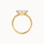 Offset Pear engagement ring by MARLII LAB — pear centre diamond, sculptural setting, 18K Yellow Gold, seen from the side, fourth view