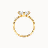 Offset Pear engagement ring by MARLII LAB — pear centre diamond, sculptural setting, 18K Yellow Gold, seen from the side, fourth view