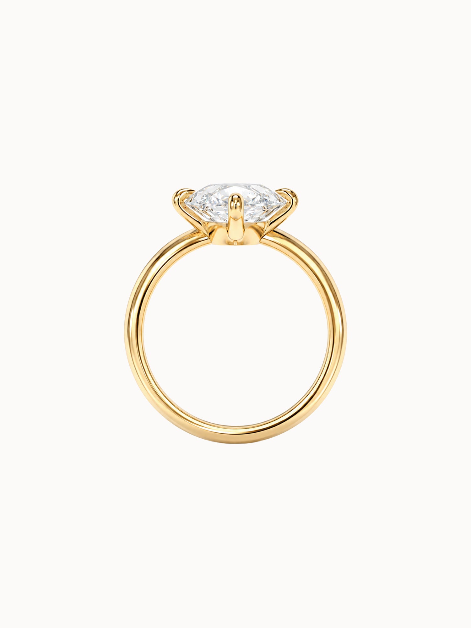 Offset Pear engagement ring by MARLII LAB — pear centre diamond, sculptural setting, 18K Yellow Gold, seen from the side, fourth view