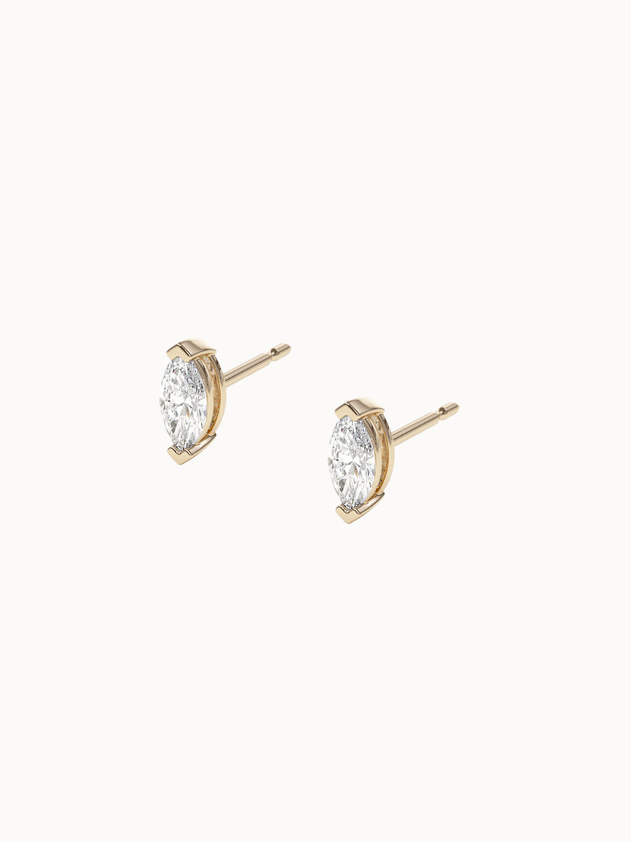 Marquise-Diamond-Studs-Yellow-Gold-6.5x3.25mm-MARLII-LAB