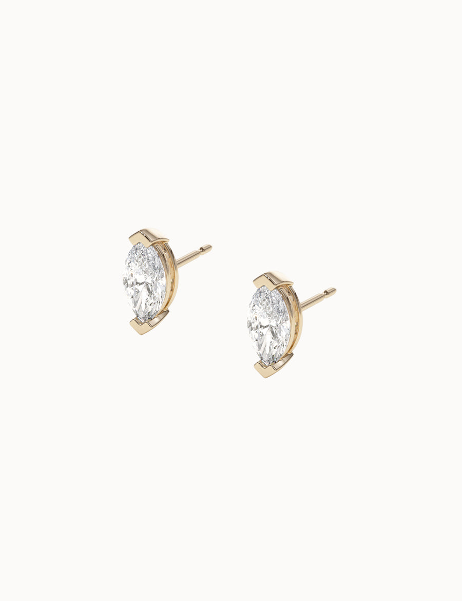 Marquise-Diamond-Studs-Yellow-Gold-8.75x4.75mm-MARLII-LAB