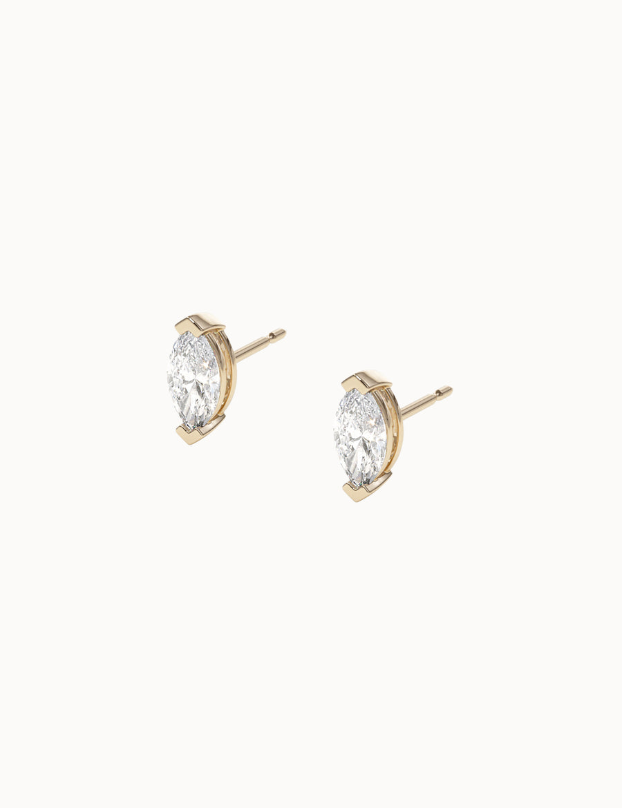 Marquise-Diamond-Studs-Yellow-Gold-8x4.25mm-MARLII-LAB