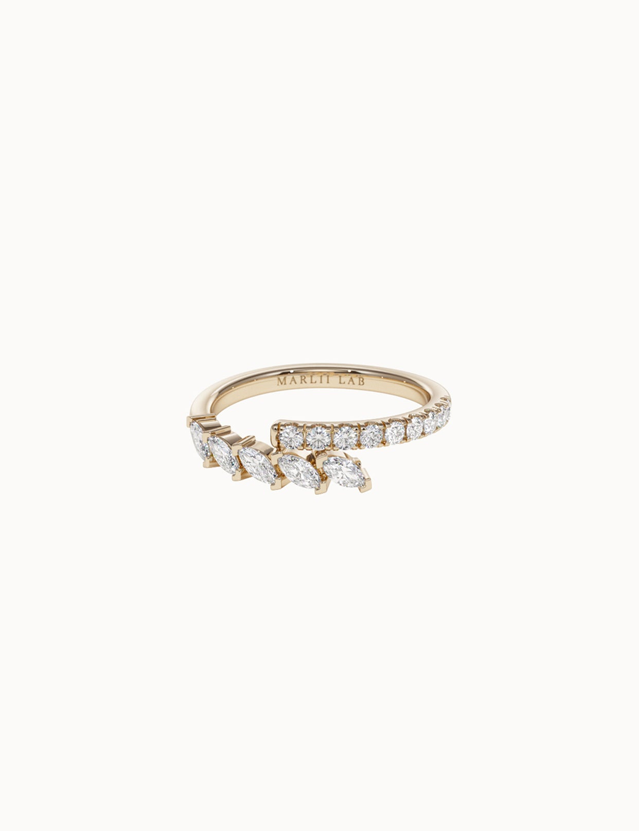 Marquise-and-Pave-Diamond-Crossover-Ring-Yellow-Gold-MARLII-LAB