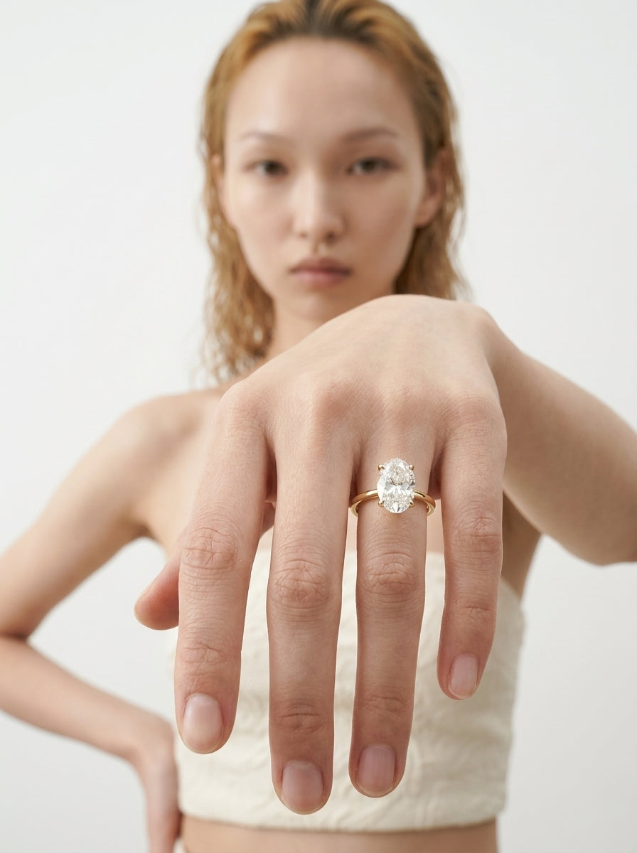 Cutaway Oval engagement ring by MARLII LAB — oval centre diamond, four-claw setting, 18K Yellow Gold, second view