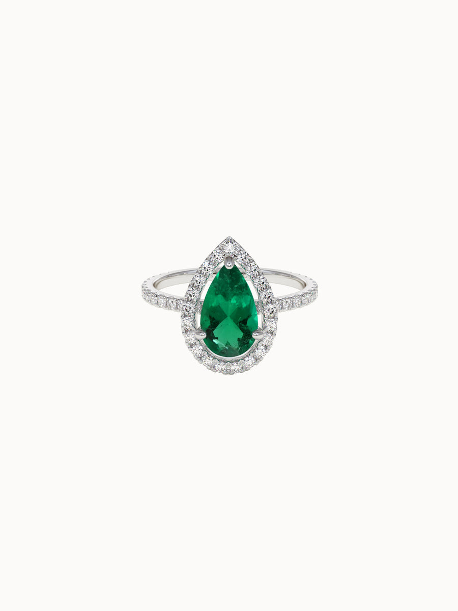 Pear-Cut-Emerald-Halo-Engagement-Ring-White-Gold-MARLII-LAB