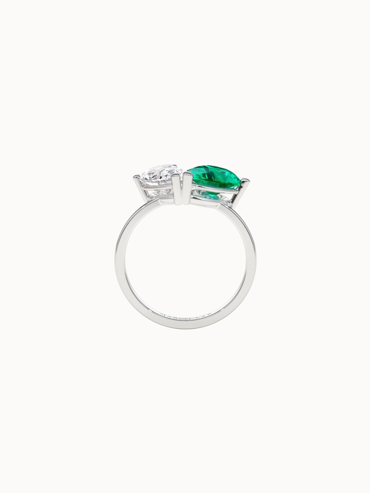 Pear-Cut-Toi-et-Moi-Diamond-and-Emerald-Engagement-Ring-White-Gold-MARLII-LAB