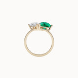 Pear-Cut-Toi-et-Moi-Diamond-and-Emerald-Engagement-Ring-Yellow-Gold-MARLII-LAB