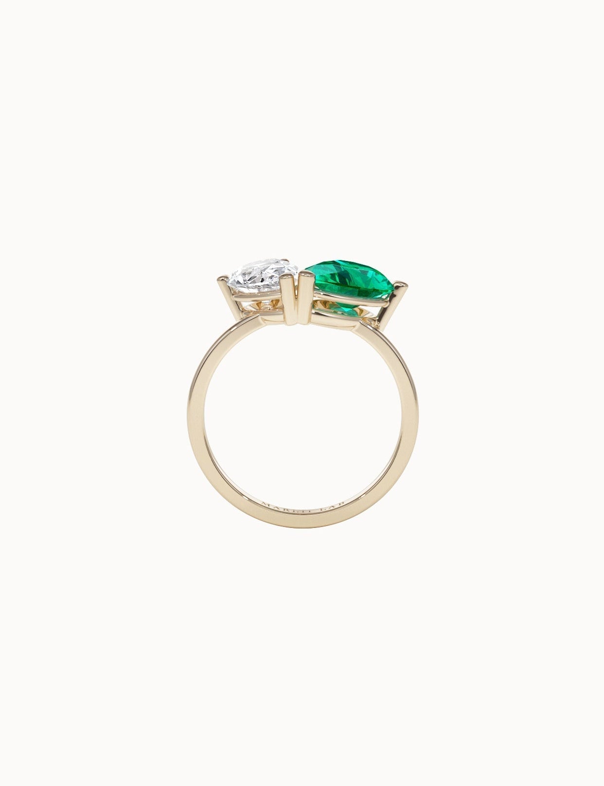 Pear-Cut-Toi-et-Moi-Diamond-and-Emerald-Engagement-Ring-Yellow-Gold-MARLII-LAB