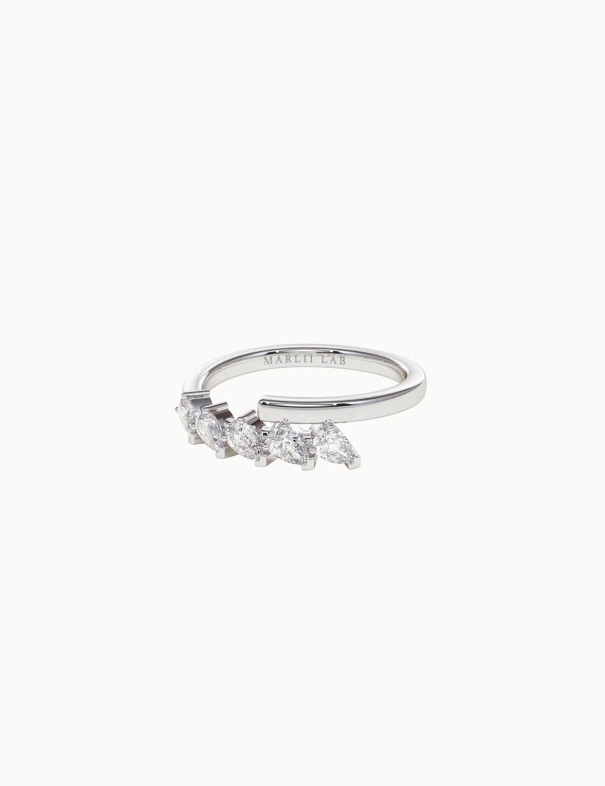 Pear-Diamond-and-Gold-Crossover-Ring-White-Gold-MARLII-LAB