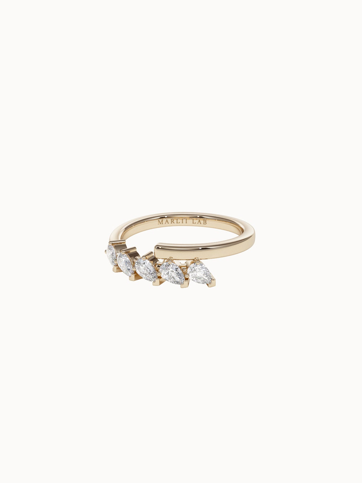 Pear-Diamond-and-Gold-Crossover-Ring-Yellow-Gold-MARLII-LAB