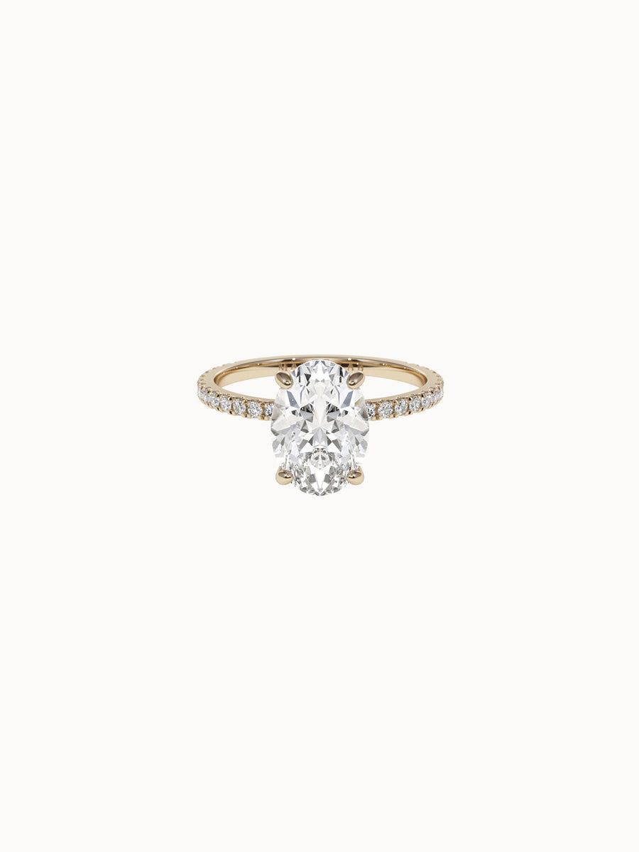Solitaire-Diamond-Oval-Cut-Engagement-Ring-with-Pave-Band-Yellow-Gold-MARLII-LAB