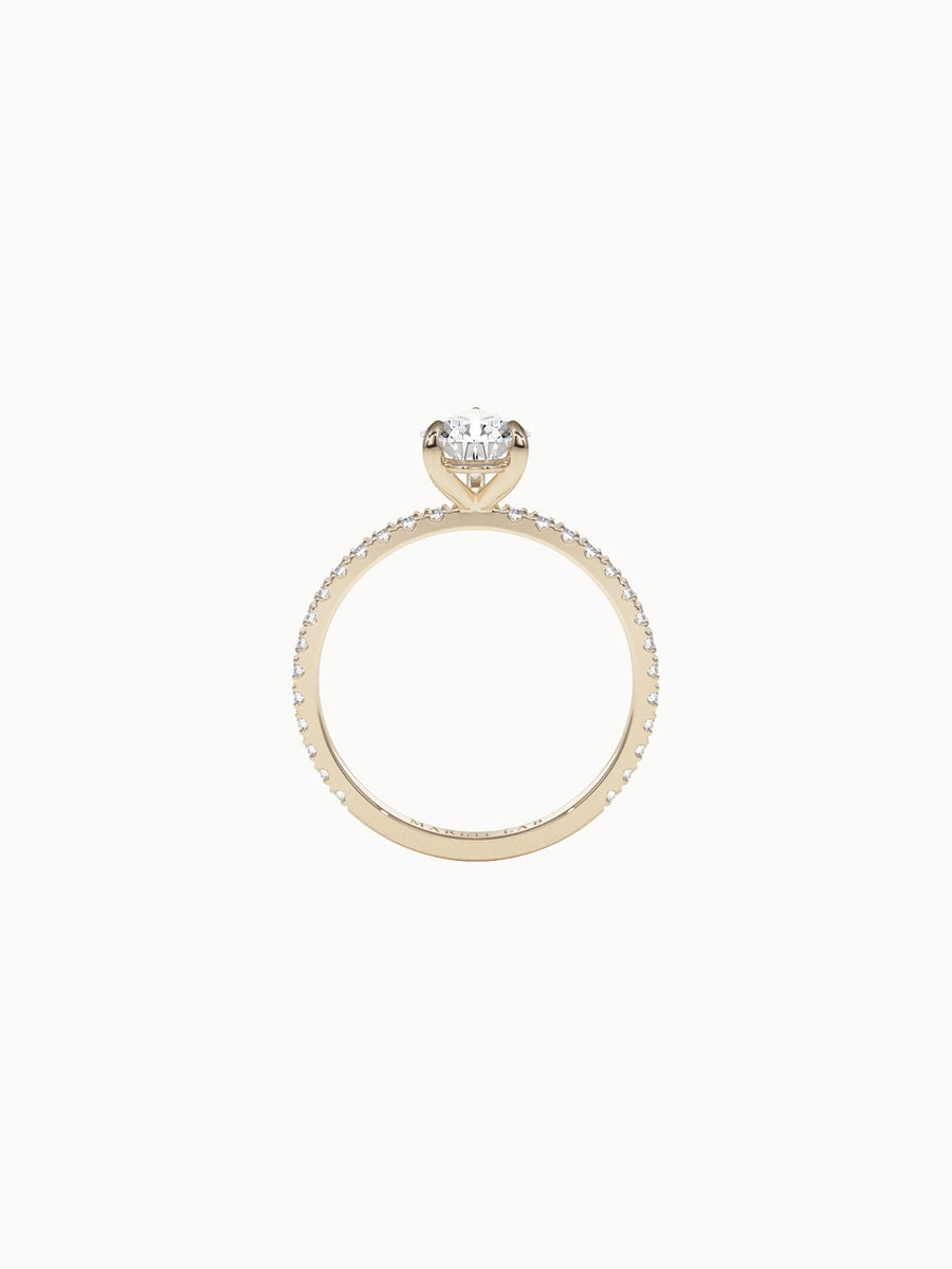 Solitaire-Diamond-Pear-Cut-Engagement-Ring-with-Pave-Band-Yellow-Gold-MARLII-LAB